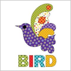 Bird - Purple Dotz - w/ letters - Applique