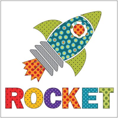 Cup Rocket Lettering Rocket - w/ Letters - Applique