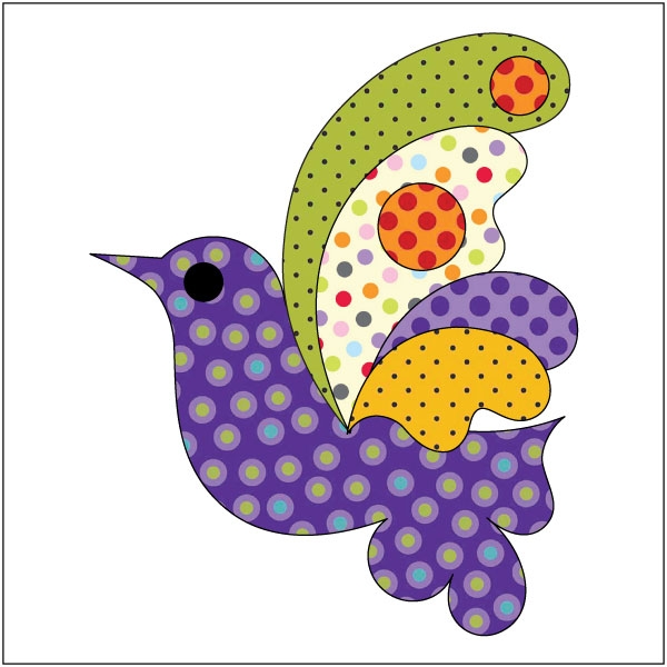 Bird - Purple Dotz - Applique